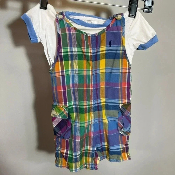 Ralph Lauren Other - Ralph Lauren Baby plaid madras shortalls size 9 months